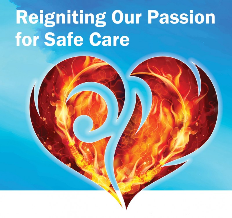 a heart filled with fire under the title of Reigniting Our Passion for Safe Care